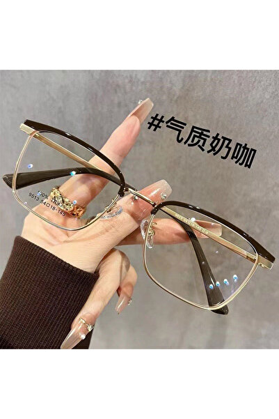 Choice19 Brown -0.5 0-0.5-1.0-6.0 Myopia Glasses Rectangular Half Frame Anti ...
