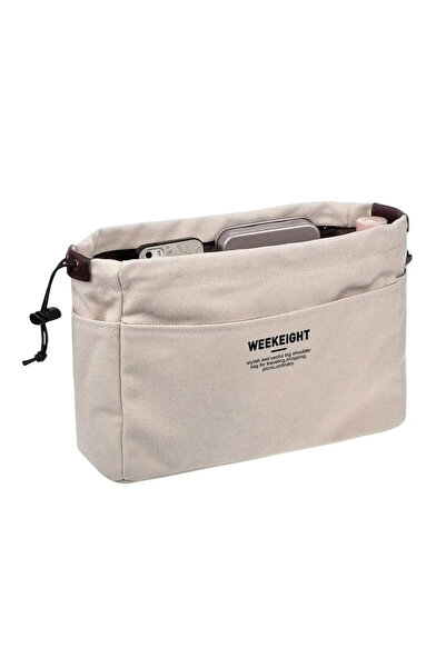 Choice L Beige 1/2pcs Drawstring Canvas Storage Organizers Multi-Pockets Line...