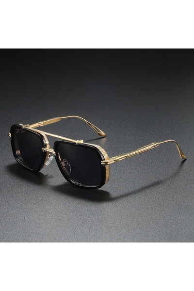Choice3 Black gray Large Square Sunglasses Men Steampunk Style Metal Pilot Su...