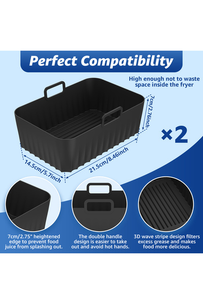 Choice 2PCS 2Pcs Air Fryer Silicone Pot Air Fryer Liner Heat Resistant Air Fr...
