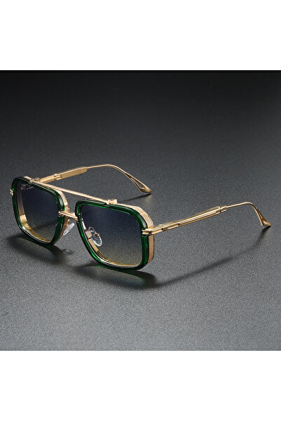 Choice Golden green Large Square Sunglasses Men Steampunk Style Metal Pilot S...