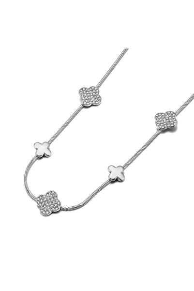 Choice N25160P Lokaer Trendy Zircon Flower Chain Necklace Bracelet Stainless ...