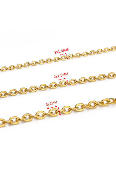 Choice about 1.5x2mm Gold Color 10Meters/Roll Stainless Steel Gold Chain O Sh...