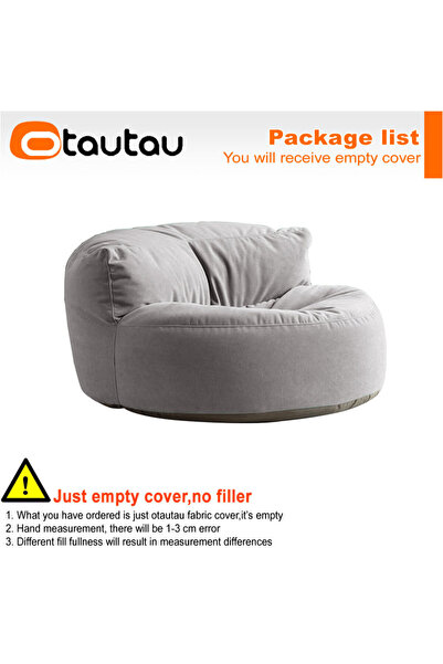 Choice empty cover light grey OTAUTAU Thick Soft Chenille Bean Bag Cover with...