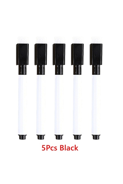 Choice4 5Pcs black Whiteboard Marker Pen Dry Erase Markers with Eraser Cap fo...