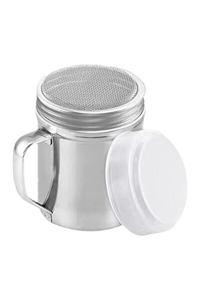 Choice Silver Stainless Steel Shaker Powdered Sugar Shaker Duster With Handle...