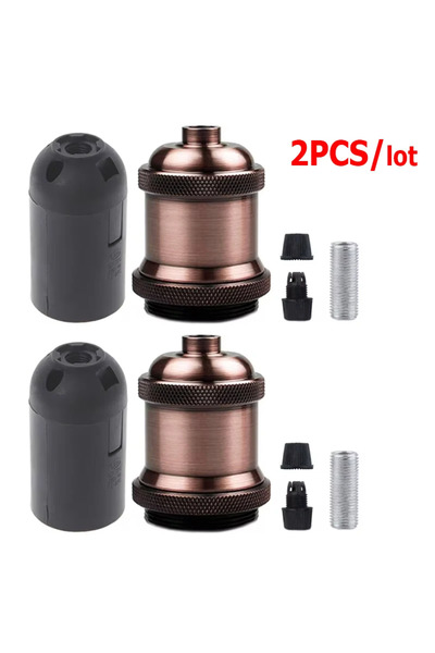Choice 2 pcs Red Bronze Electroplated Lamp Holder E27 Screw Head Lamp Base Ed...