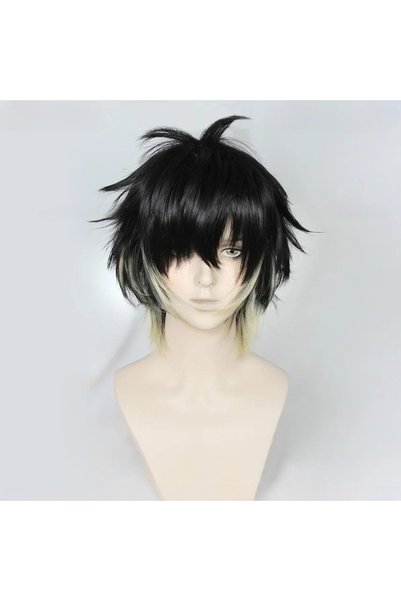 Choice1 One Size Wig Only Anime Towa Synthetic Men Short Black Yellow Cosplay...