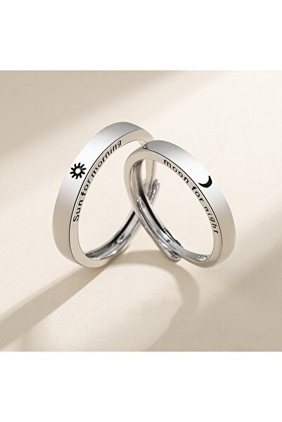 Choice resizable qd181 New Simple Couple Rings Silver Color Sun Moon Adjustab...