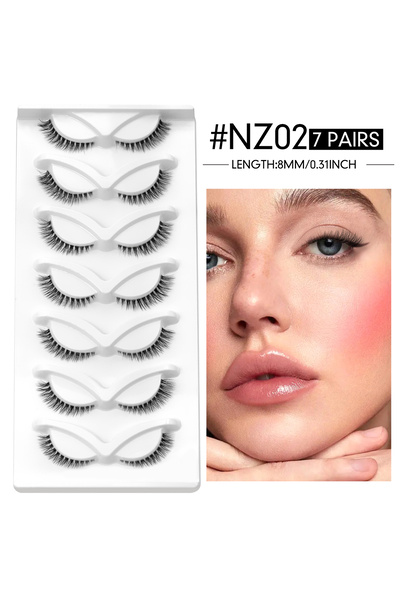 Choice3 7 Pairs-NZ02 GROINNEYA Natural Cat Lashes 3D Faux Mink Lashes Soft Fu...