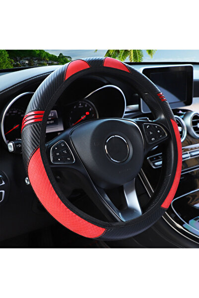 Choice3 Red PU Leather Little Monster Steering Wheel Cover, Rimless Car Decor...