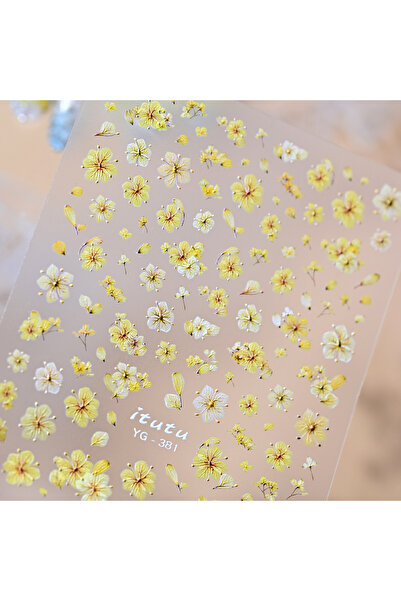 Choice 3 1Pcs 5D Embossed Cherry Blossom Nail Stickers Pink Blue Yellow Purpl...