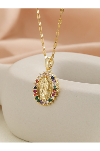 Choice TP-04043-01 Luxury Gold Plated Multicolor CZ Pendant Necklace, Elegant...