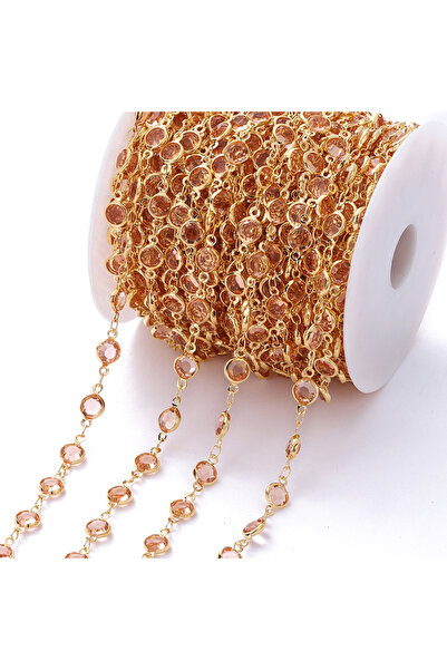 Choice Orange-Gold 1Meter 6mm Colorful Crystal Beads Beaded Chain Glass Bead ...