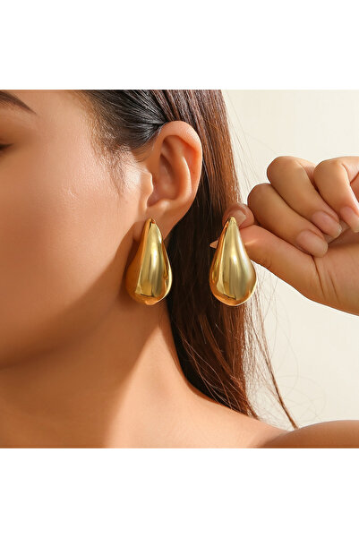 Choice AYA5809801 6pcs Chunky Gold Plated Waterdrop Hoop Earring Set For Wome...