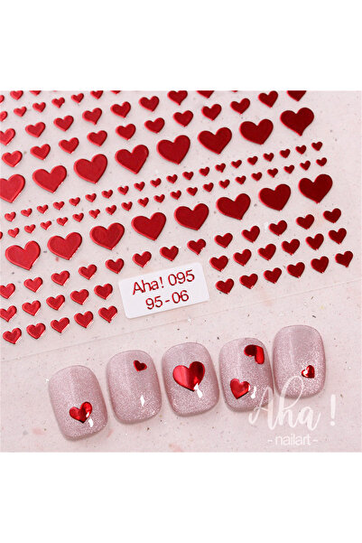 Choice 1pcs Aha095-06 1pcs 5D Kawaii Heart Nail Art Stickers Colorful 3Sizes ...