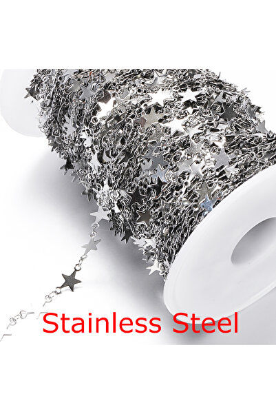 Choice Length 1meter Steel Color 1meter Stainless Steel Star Chain Gold Color...