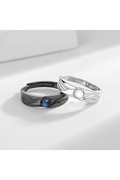 Choice resizable qd176 New Simple Couple Rings Silver Color Sun Moon Adjustab...
