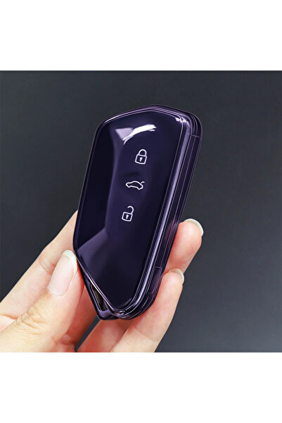 choice2 Purple TPU Transparent Car Key Fob Case Cover Accessories For VW Volk...