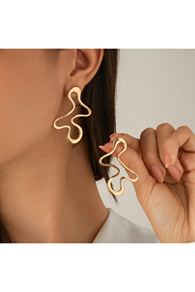 Choice gold color IngeSight.Z Minimalist Irregular Hollow Geometry Metal Stud...