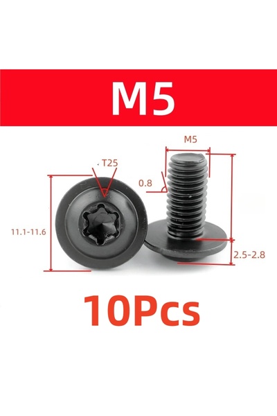 Choice3 16mm M5-10Pcs 5/10Pcs 304 Black Stainless Torx Screws M5 M6 Wear-Proo...