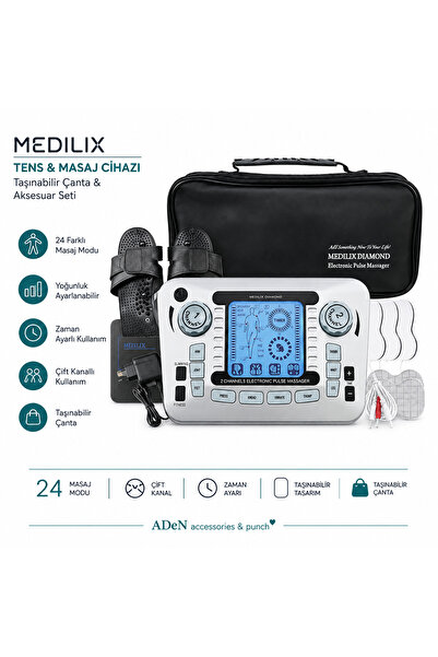 ADeN Accessories & Punch Medilix Diamond 2 Kanallı Dijital TENS EMS Elektroni...