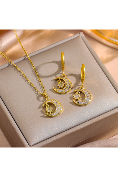 Choice8 8067 set Top Luxury 18K Gold Plated Zircon Crystal Necklace Earrings ...