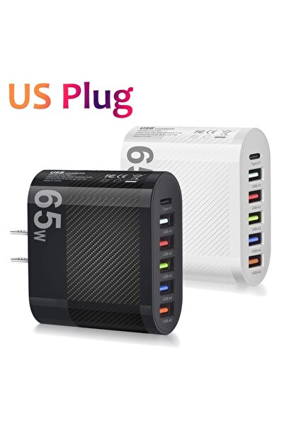 Choice Black US Plug 3.1A 5Ports USB Charger PD Charging Adapter For Xiaomi i...
