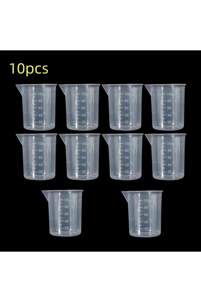 Choice 100ml-10pcs 100ml Measuring Cup Transparent Plastic Scale Beaker Cups ...