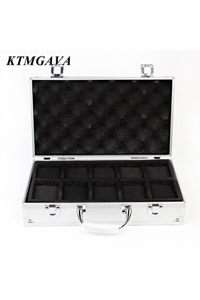 Choice 10 slots white 10/12/18 Grid Aluminum Alloy Black Watch Storage Box Je...
