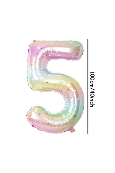 Choice 40inch Number 5 1pc 40inch Pastel Rainbow Number Foil Balloons Star Sk...