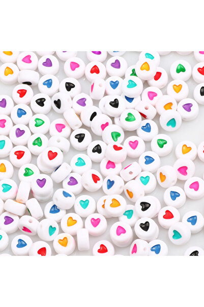 Choice 100pcs Mixed 100Pcs 7mm Multicolor Heart Acrylic Beads Flat Round Loos...