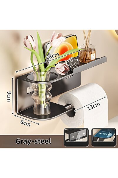 Choice4 Gray-Steel Wall Mounted Tissue Holder Without Drilling, Widened Stora...