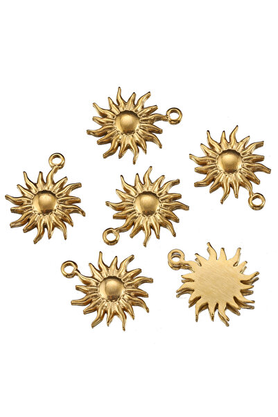 Choice Golden 5pcs Stainless Steel Sunburst Sun Pendant Charms for DIY Jewelr...