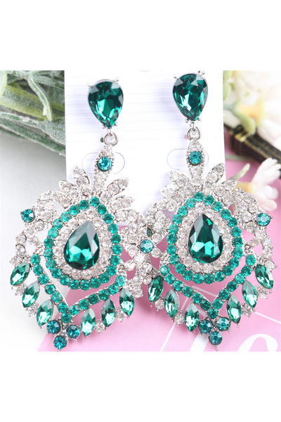 Choice1 green Luxury Crystal Earrings for Women, Retro Earrings, Fashion Jewe...