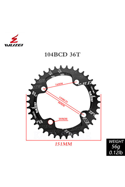 Choice 36T Wuzei 104BCD MTB Chainring Narrow Wide 104 BCD Crown Mountain Bike...