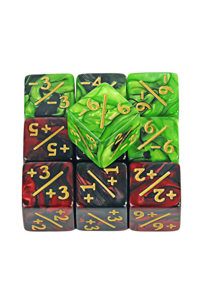 Choice5 A11 Six Sided Dice Set D6 Counters +1/+1 and -1/-1 Set of 10 Dice for...