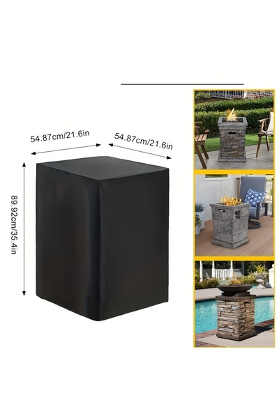 Choice 54x54x89cm Black 1pc Square Fire Pit Cover - Waterproof, All-Weather R...