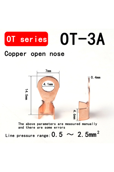 Choice12 50pcs 3A 10/50PCS Copper OT Terminal Non-Insulated Wire Connector Ba...
