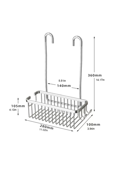 Choice Silver No Drilling Removable Shelf Aluminum Bath Basket Perforation-fr...