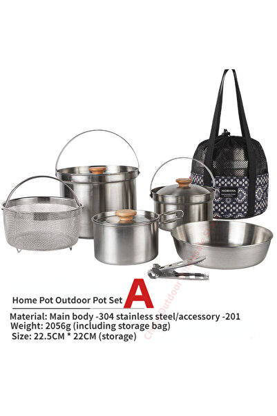 Choice A NOBANA Newest Outdoor Stainless Steel Pot Set Camping Family Pot Set...