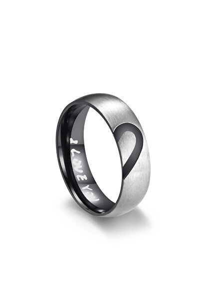 Choice 6 Black Color Rose Gold/Black Color Heart Couple Rings Stainless Steel...