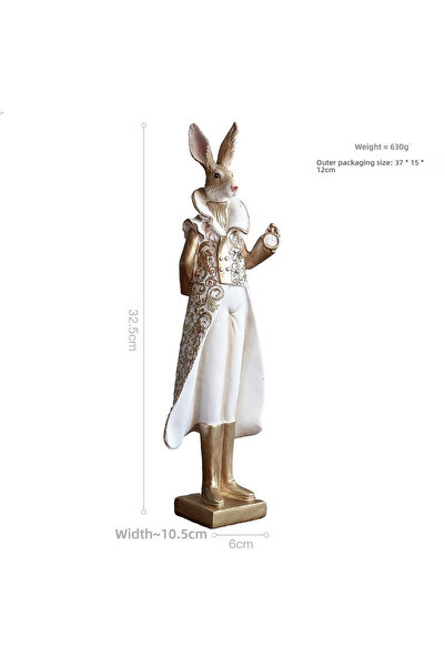 Choice 1 Resin Wonderland Rabbit Sculpture - Elegant Gold&White, 32.5cm, Ligh...