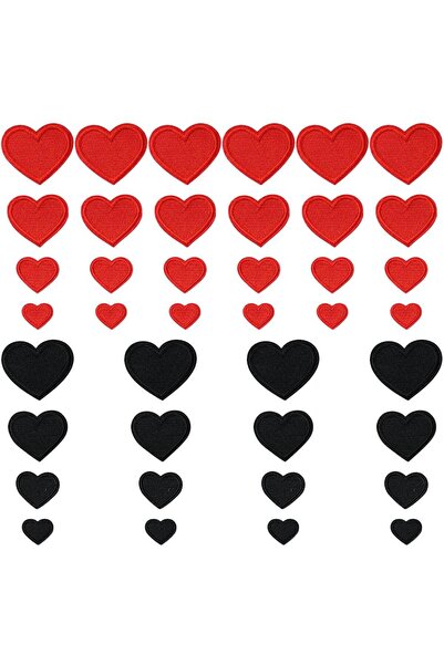 choice2 multicolor 16/24/40 PCS Heart Shape patches Black Red iron on heart p...