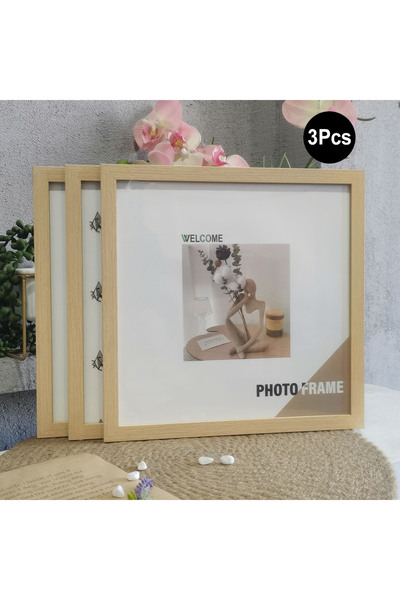 Choice 30X30cm 12X12inch Wood Frame 3Pcs Wood Square Photo Frames For Wall Ha...