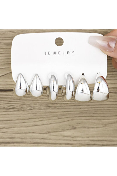Choice AYA5789202 6pcs Chunky Gold Plated Waterdrop Hoop Earring Set For Wome...