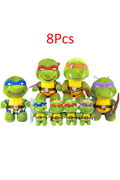BANDAI 8 Pcs New 12/25cm Teenage Mutant Ninja Turtles plush doll keychain plu...