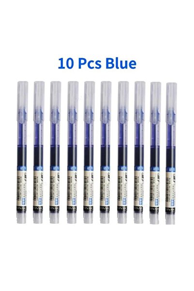 Choice 10pcs Blue 10Pcs Straight Liquid Writing Gel Pens Quick-drying Large-c...