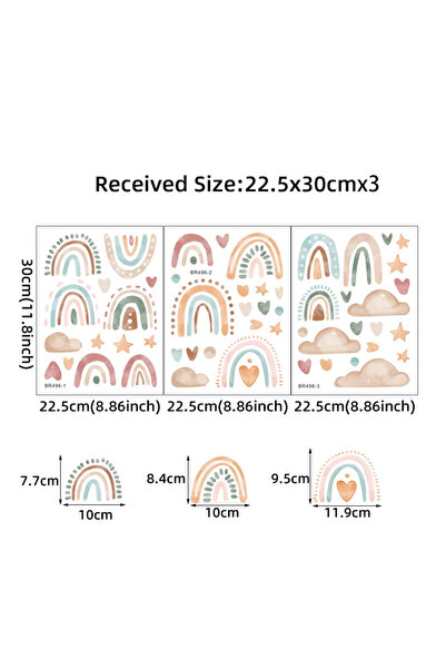 Choice style A 3pcs/lot Boho Colorful Rainbow Sun Wall Stickers for Kids Room...