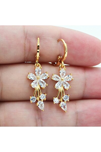 Choice E797-1 Luxury Gold Color Flower Shape Women Drop Earrings Inlaid Shiny...